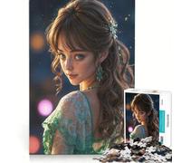 Puzzle da 1000 pezzi per adolescenti raffigurante una donna eterea in abito di pizzo verde con uno sfondo onirico gioco educativo di difficoltà elevata regalo di compleanno regalo di viaggio 38x52cm