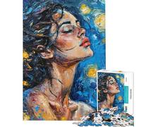 Puzzle da 1000 pezzi per adolescenti raffigurante una donna in blu e giallo Puzzle per ragazzi gioco per famiglie taglio di precisione regalo antistress (dimensioni 38x52cm)