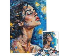 Puzzle da 1000 pezzi per adolescenti raffigurante una donna in blu e giallo Puzzle rompicapo sfida difficile da completare (dimensioni 50x75cm)