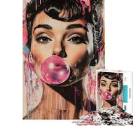 Puzzle da 1000 pezzi per adolescenti raffigurante una donna in stile Pop Art che soffia una gomma da masticare Puzzle per adulti divertente gioco di analisi e logica ideale come regalo di Natale