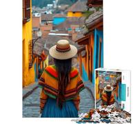 Puzzle da 1000 pezzi per adolescenti raffigurante una donna in una strada colorata del Sud America Un puzzle impegnativo da completare perfetto come decorazione e antistress adatto a ragazzi
