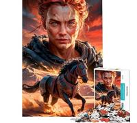 Puzzle da 1000 pezzi per adolescenti raffigurante una guerriera e un cavallo nel deserto Puzzle per adulti giochi rilassanti decorazione per la casa regalo antistress (dimensioni 38x26cm)