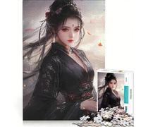 Puzzle da 1000 pezzi per adolescenti raffigurante una guerriera in kimono nero Un gioco rilassante e stimolante che rafforza l'amore tra le coppie 50x75cm