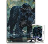 Puzzle da 1000 pezzi per adolescenti, raffigurante una pantera sulla giungla fluviale, accogliente e rilassante, giocattolo da gioco con taglio di precisione avanzato, dimensioni 50x75cm