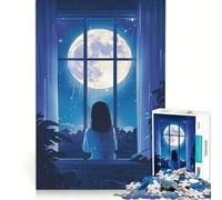 Puzzle da 1000 pezzi per adolescenti, raffigurante una ragazza che guarda la luna Gioco pratico, ideale per divertirsi in famiglia e perfetto come decorazione da scrivania 50x75cm