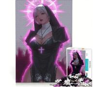 Puzzle da 1000 pezzi per adolescenti, raffigurante una suora anime con aureola luminosa, antistress, decorazione per la casa, oggetto da collezione per artisti, belle arti 50x75cm