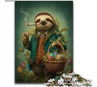 Puzzle da 1000 pezzi per adolescenti raffiguranti bradipi, antistress, per ammazzare il tempo durante le vacanze, con poster abbinato e foglio di quiz (50x75cm)