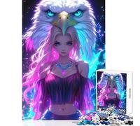 Puzzle da 1000 pezzi per adolescenti ragazza al neon con aquila calva decorazione per la casa giocattoli regali di compleanno gioco impossibile per compleanno Natale dimensioni 38x52cm