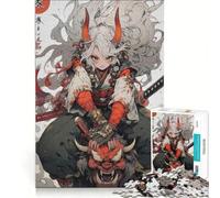 Puzzle da 1000 pezzi per adolescenti, ragazza anime a cavallo di un demone, decorazione da parete, stimola la memoria, compleanno e Natale 38x26cm