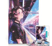 Puzzle da 1000 pezzi per adolescenti, ragazza anime alla stazione ferroviaria, giocattolo decorativo da parete, decorazione perfetta, regalo di Natale o compleanno 38x52cm