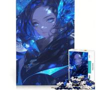 Puzzle da 1000 pezzi per adolescenti, ragazza anime blu con cristallo, gioco educativo, regalo di compleanno, compleanno e Natale 50x75cm