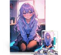 Puzzle da 1000 pezzi per adolescenti Ragazza anime carina nei guai Divertimento in famiglia con poster abbinato e foglio di quiz 52x38cm