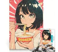 Puzzle da 1000 pezzi per adolescenti: ragazza anime che mangia spaghetti ramen, gioco rilassante, analisi e logica, per migliorare l'amore tra le coppie 50x75cm