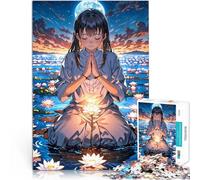 Puzzle da 1000 pezzi per adolescenti Ragazza anime che prega vicino all'acqua Giochi educativi fai da te Migliorare la memoria 52x38cm