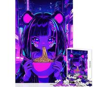 Puzzle da 1000 pezzi per adolescenti ragazza anime cibernetica che mangia ramen decorazione per la casa giocattoli opere d'arte regalo giochi rilassanti con pezzi completamente interconnessi