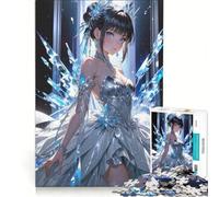 Puzzle da 1000 pezzi per adolescenti, ragazza anime con abito di cristallo, decorazione da parete, stimola la memoria, compleanno e Natale 38x52cm