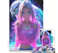 Puzzle da 1000 pezzi per adolescenti, ragazza anime con aquila, decorazione da parete, stimola la memoria, compleanno e Natale 38x52cm
