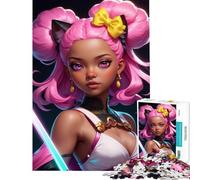 Puzzle da 1000 pezzi per adolescenti ragazza anime con capelli rosa e katana gioco educativo sfida rilassante analisi e logica ottimo regalo e giocattolo (dimensioni 38x52cm)