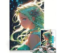 Puzzle da 1000 pezzi per adolescenti, ragazza anime con capelli verdi, giochi rilassanti, attività divertenti da fare a casa, ottimo regalo per gli appassionati di videogiochi 50x75cm