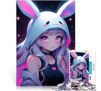 Puzzle da 1000 pezzi per adolescenti Ragazza anime con cappuccio da coniglio Difficile e sfidante Giocattoli per la decorazione della casa 75x50cm