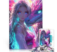 Puzzle da 1000 pezzi per adolescenti Ragazza anime con drago Assemblaggio del modello Ogni pezzo è unico - Gioco divertente e stimolante per tutta la famiglia 50x70cm