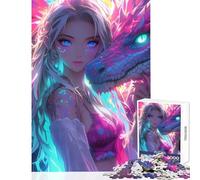 Puzzle da 1000 pezzi per adolescenti ragazza anime con drago decorazione per la casa giocattoli idee regalo gioco rompicapo con poster abbinato e foglio di quiz dimensioni 38x26cm