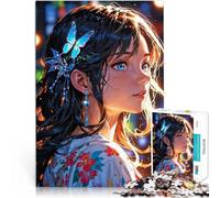 Puzzle da 1000 pezzi per adolescenti Ragazza anime con fermaglio per capelli a farfalla Assemblaggio del modello Regalo per i compleanni 38x26cm