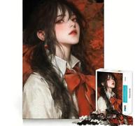 Puzzle da 1000 pezzi per adolescenti,ragazza anime con fiocco rosso,giunture lisce,divertente,gioco di logica,regalo,gioco rilassante,arte per il tempo libero natalizio 38x26cm