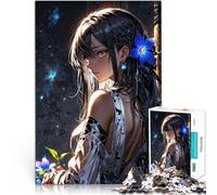 Puzzle da 1000 pezzi per adolescenti Ragazza anime con fiori blu Giocattoli Giochi Educativi Antistress Giocattoli per la decorazione della casa 38x26cm