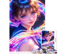 Puzzle da 1000 pezzi per adolescenti ragazza anime con flusso luminoso giocattolo educativo regalo per donne e uomini gioco educativo impegnativo da completare dimensioni 38x52cm