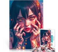 Puzzle da 1000 pezzi per adolescenti Ragazza anime con gli occhi arancioni Giocattoli antistress Migliorare l'amore tra le coppie 75x50cm