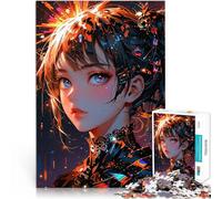 Puzzle da 1000 pezzi per adolescenti Ragazza anime con gli occhi azzurri sfida educativa con pezzi completamente interconnessi di forma casuale 38x26cm