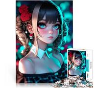 Puzzle da 1000 pezzi per adolescenti Ragazza anime con gli occhi azzurri Sollievo dallo stress offerte come regali per tutta la famiglia 75x50cm