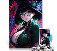Puzzle da 1000 pezzi per adolescenti Ragazza anime con gli occhi verdi Difficile e sfidante Lista dei desideri con Babbo Natale 38x26cm