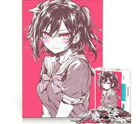 Puzzle da 1000 pezzi per adolescenti, ragazza anime con guance rosa, decorazione da parete, stimola la memoria, compleanno e Natale 50x75cm