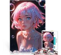 Puzzle da 1000 pezzi per adolescenti Ragazza anime con i capelli rosa Difficile e sfidante Migliorare l'amore tra le coppie 75x50cm