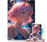 Puzzle da 1000 pezzi per adolescenti Ragazza anime con i capelli rosa sfida educativa Ogni pezzo è unico - Gioco divertente e stimolante per tutta la famiglia 26x38cm