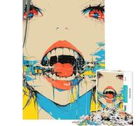 Puzzle da 1000 pezzi per adolescenti ragazza anime con la bocca aperta giocattolo educativo gioco pratico per divertimento in famiglia idee regalo (dimensioni 38x52cm)