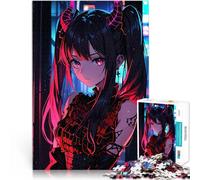 Puzzle da 1000 pezzi per adolescenti Ragazza anime con le corna Riduzione dello stress interessante Adatto per la decorazione del desktop 52x38cm
