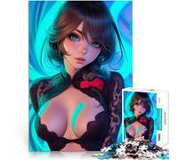 Puzzle da 1000 pezzi per adolescenti Ragazza anime con luci blu Gioco di famiglia antistress sfida difficile Regalo di opere d'arte 38x26cm