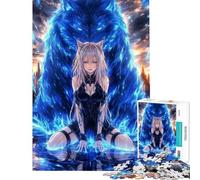 Puzzle da 1000 pezzi per adolescenti ragazza anime con lupo blu puzzle per adulti giochi rilassanti migliora la memoria attività divertenti da fare a casa (dimensioni 38x26cm)