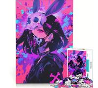 Puzzle da 1000 pezzi per adolescenti, ragazza anime con maschera a teschio, decorazione da parete, stimola la memoria, compleanno e Natale 38x26cm
