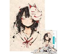 Puzzle da 1000 pezzi per adolescenti ragazza anime con maschera da volpe Sumi-e giochi per famiglie giocattoli educativi regali di Babbo Natale segreto adatto alle coppie (dimensioni 38x52cm)