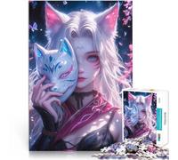 Puzzle da 1000 pezzi per adolescenti Ragazza anime con maschera di volpe sfida educativa con pezzi completamente interconnessi di forma casuale 38x26cm