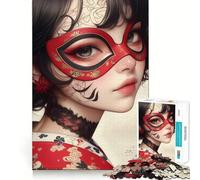 Puzzle da 1000 pezzi per adolescenti,ragazza anime con maschera rossa,disegno preciso dai bordi,giocattolo per l'allenamento cerebrale,gioco rilassante,decorazione natalizia (50x75cm)