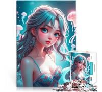 Puzzle da 1000 pezzi per adolescenti Ragazza anime con meduse Allena il tuo cervello e le tue mani Migliorare l'amore tra le coppie 75x50cm