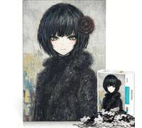 Puzzle da 1000 pezzi per adolescenti, ragazza anime con rosa tra i capelli, giochi rilassanti, interazione genitore-figlio, regalo di compleanno e unico 50x75cm
