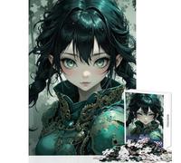 Puzzle da 1000 pezzi per adolescenti Ragazza anime dagli occhi verdi Giocattoli fai da te Regali per donne Uomini Gioco pratico Migliora l'amore tra coppie Dimensioni 38x52cm