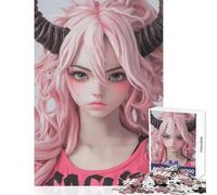 Puzzle da 1000 pezzi per adolescenti ragazza anime dai capelli rosa con le corna giocattolo decorazione da parete regalo di compleanno gioco pratico interessante riduzione dello stress50x75cm