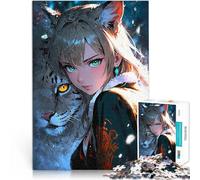 Puzzle da 1000 pezzi per adolescenti Ragazza anime e lince giochi divertenti per famiglie Attività divertenti a casa, regali di compleanno, regali di viaggio, 38x26cm